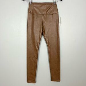7FAM Faux Leather Leggings Women’s Size S Pull On Smoothing Western Brown Boho